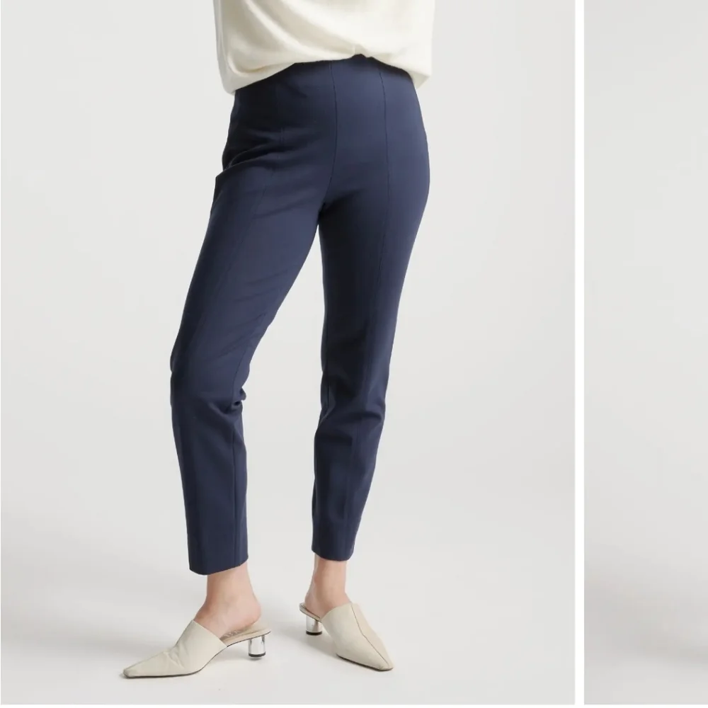 Quince Ultra Stretch Ponte Pintuck Ankle Pants Black Last Few Pairs - Picture 1 of 6